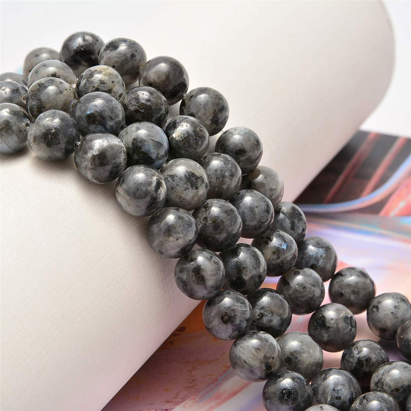 NCB 200PCS 8mm Black Larvikite Round Loose Beads for Jewelry Making DIY Crafts Design - Image 3